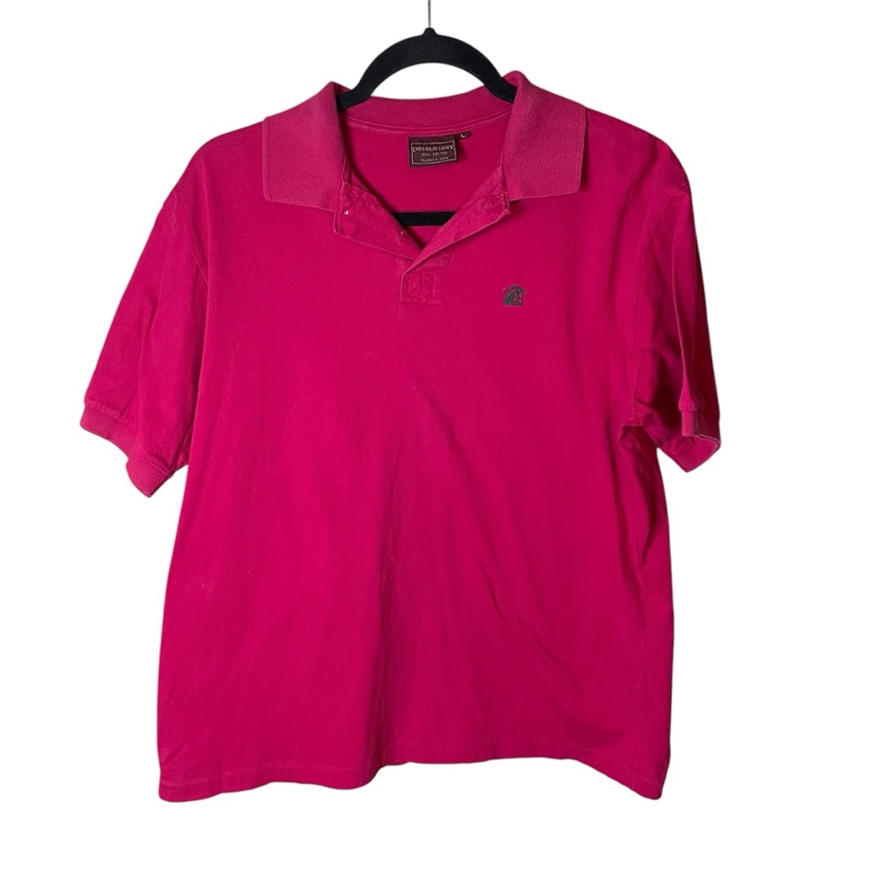 Vintage Chaps-Ralph Lauren Red Short Sleeve Polo Large 100% Cotton‎